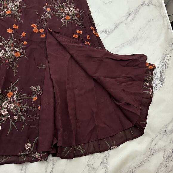 Reformation Twilight Midi Dress Size 18 Emmeline Purple Poppy Floral Tie Sleeve - Picture 6 of 12